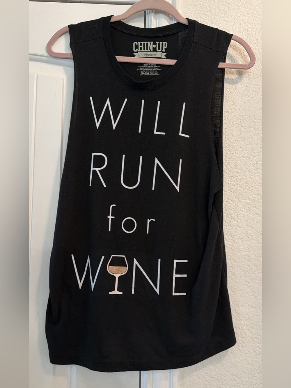 Chin Up Apparel Black Graphic Tank with White Logo